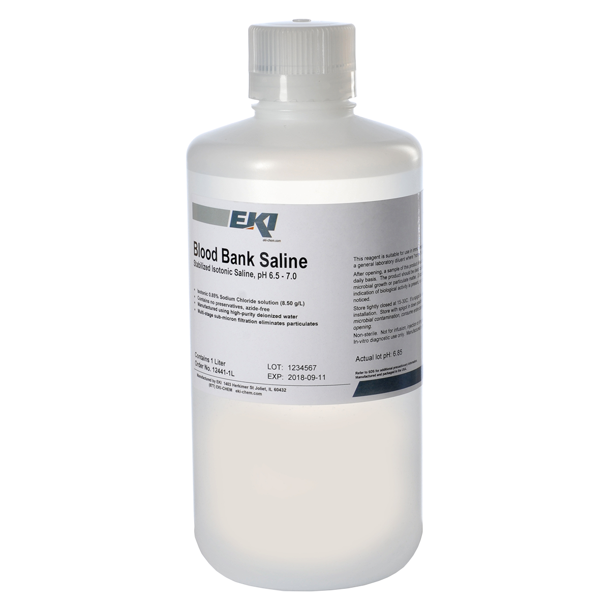 Testing Solution Sodium Chloride 0.85% 1L Bottle Ea